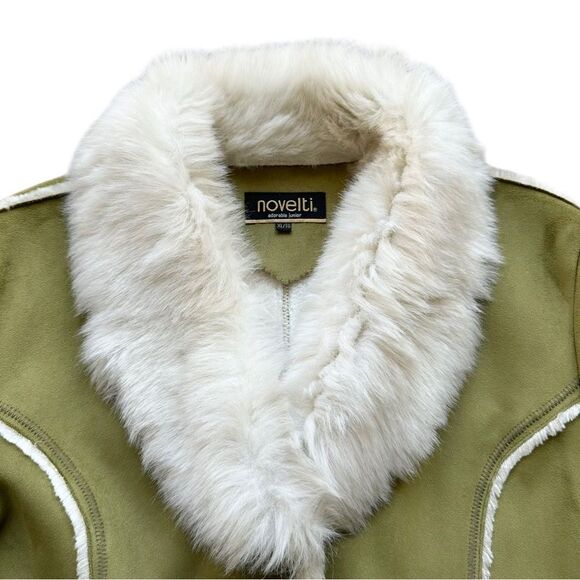 🔃Novelti Adorable Junior Green Faux Suede Faux Fur Jacket - Picture 8 of 15